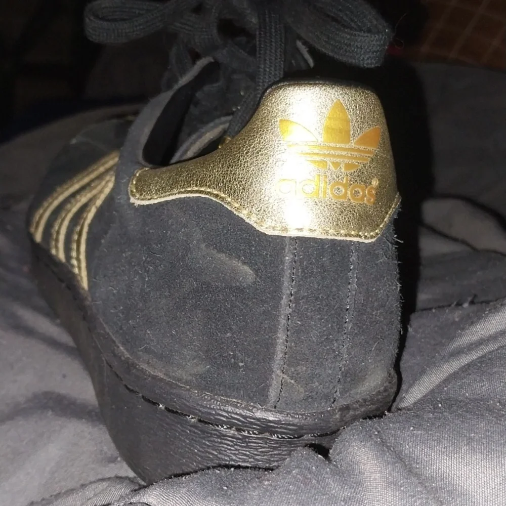 Adidas Black and Gold Sneakers with Gold Shelltoes RARE (posting better Pics!) - Picture 2 of 2